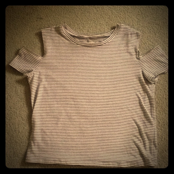 Hollister striped cut open shoulder tee - Picture 1 of 1